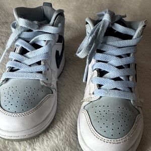 Jordan Kids White and Light Blue Sneakers